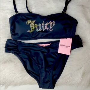 Juicy Couture Navy Bikini with Colorful Logo